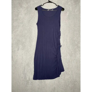 Athleta womens sleeveless navy dress ruched waist stretch outdoors knee length S
